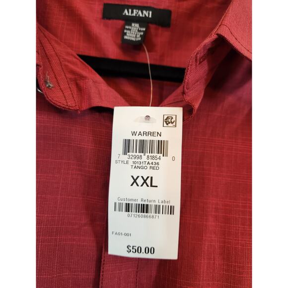 Alfani Men's Casual Button-Front Short Sleeve Shirt Collared Red Size XXL NWT - Picture 4 of 6